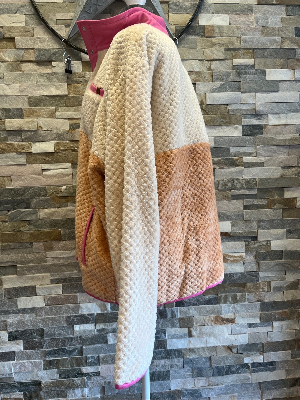 Simply Southern Cream Plush Pullover with Pink Collar - Picture 5 of 8